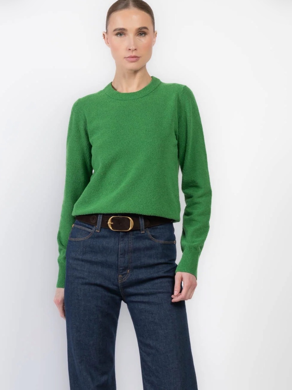 NWT A.L.C. Bradley Clover Green Boucle Crewneck Sweater
